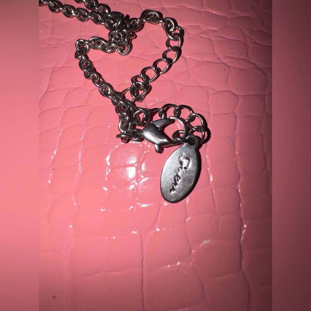 Guess VINTAGE Y2K Silver Heart Charm Necklace with Crystal - Picture 3 of 4